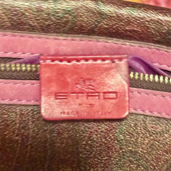 ETRO Papillon Shoulder Paisley Barrel Bag / Purse w/ Orange & Purple details EUC - Picture 13 of 13